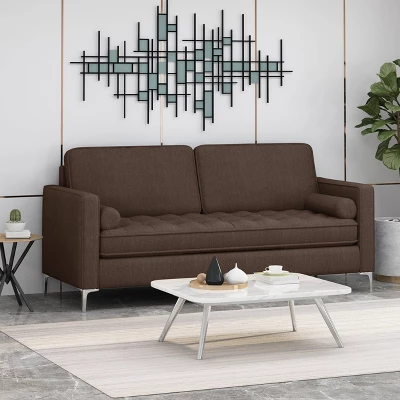 Portwall Contemporary Tufted Sofa Brown - Christopher Knight Home 1 Portwall Contemporary Tufted Sofa Brown - Christopher Knight Home