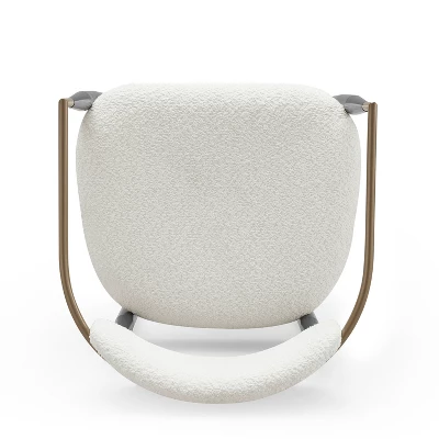 Christopher Knight Home Grov Upholstered Boucle Iron Dining Chair (Set Of 2), Beige And Gold 5 Christopher Knight Home Grov Upholstered Boucle Iron Dining Chair (Set Of 2), Beige And Gold - Image 5