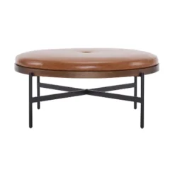 Christopher Knight Home Crestholm Modern Upholstered Round Ottoman With Iron Leg -Living Furniture GUEST a822cfc0 2144 4e11 b1ab 3e9bb52b3e37