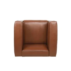 Goyette Contemporary Faux Leather Club Chair Cognac Brown/Dark Walnut - Christopher Knight Home -Living Furniture GUEST a9043c9f d1f7 4b4f ab7d f1b92265cdab