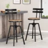 Set Of 2 Jutte Modern Industrial Firwood Adjustable Height Swivel Barstools Antique/Black Brushed Silver - Christopher Knight Home