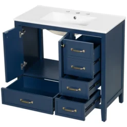 Christopher Knight Home Bathroom Vanity With Ceramic Sink, Bathroom Cabinet With Soft-Closing Door, Drawers Of Different Sizes, Solid Wood Frame & Leg -Living Furniture GUEST a969ef9c 8d6b 4fa4 8b52 97931699ecad