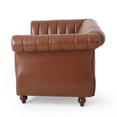 Glenmont Contemporary Channel Stitch Loveseat With Nailhead Trim - Christopher Knight Home 5 Glenmont Contemporary Channel Stitch Loveseat With Nailhead Trim - Christopher Knight Home - Image 5