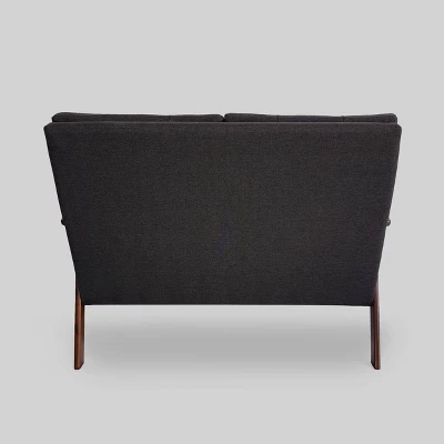 Duluth Mid Century Tufted Loveseat Black - Christopher Knight Home 2 Duluth Mid Century Tufted Loveseat Black - Christopher Knight Home - Image 2