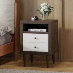 Industrial Wooden 2-Drawer Closet Chest Storage Cabinet Bedroom Living Room-Christopher Knight Home -Living Furniture GUEST a9e21aef 0719 4e78 8d47 aa7afadfc8e7