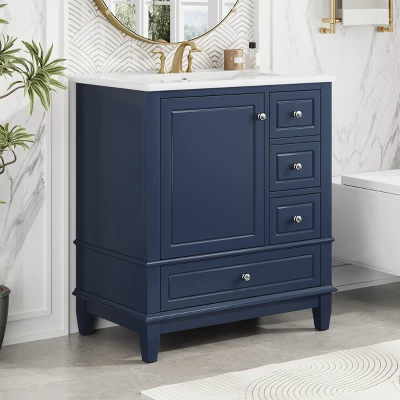 Christopher Knight Home Thomas 30" Bathroom Vanity With Sink, One Door With Shelf And Three Drawers 12 Christopher Knight Home Thomas 30" Bathroom Vanity With Sink, One Door With Shelf And Three Drawers - Image 12