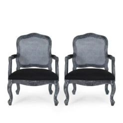 Set Of 2 Andrea French Country Wood And Cane Upholstered Dining Armchairs - Christopher Knight Home 26 Set Of 2 Andrea French Country Wood And Cane Upholstered Dining Armchairs - Christopher Knight Home -Living Furniture GUEST aac7cb3e c08e 4e47 aead 67a56d29d361