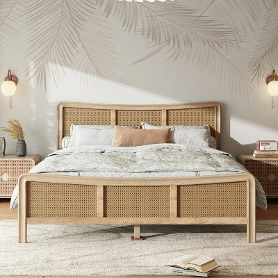 Christopher Knight Home Odila Boho Wood Platform Bed With Rattan Curved Adjustable Height Headboard 1 Christopher Knight Home Odila Boho Wood Platform Bed With Rattan Curved Adjustable Height Headboard