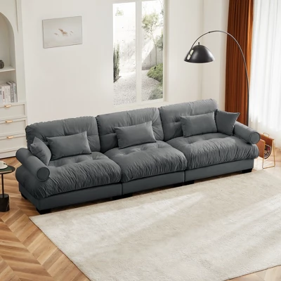 Christopher Knight Home Crane 130" Modern 3 Seater Velvet Sofa With Bolstered Armrests 14 Christopher Knight Home Crane 130" Modern 3 Seater Velvet Sofa With Bolstered Armrests - Image 14
