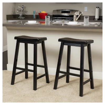 Set Of 2 29" Pomeroy Saddle Barstool Black - Christopher Knight Home 1 Set Of 2 29" Pomeroy Saddle Barstool Black - Christopher Knight Home