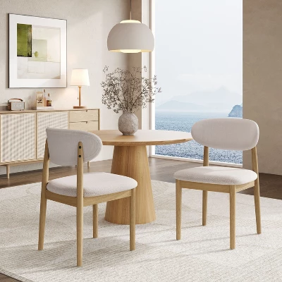 Christopher Knight Home Bulwarth Mid-Century Modern Rubberwood Upholstered Dining Chair With Curved Back (Set Of 2) 1 Christopher Knight Home Bulwarth Mid-Century Modern Rubberwood Upholstered Dining Chair With Curved Back (Set Of 2)
