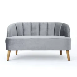 Amaia Modern New Velvet Settee - Christopher Knight Home -Living Furniture GUEST ada91457 9a9c 4c79 9997 0354f5890428