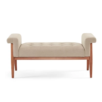 Christopher Knight Home Argus 49" Upholstered Tufted Wood Ottoman 7 Christopher Knight Home Argus 49" Upholstered Tufted Wood Ottoman - Image 7
