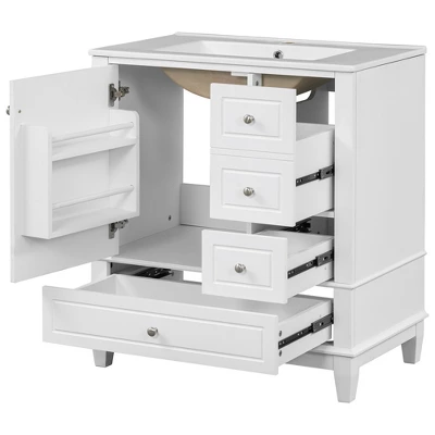 Christopher Knight Home Thomas 30" Bathroom Vanity With Sink, One Door With Shelf And Three Drawers 9 Christopher Knight Home Thomas 30" Bathroom Vanity With Sink, One Door With Shelf And Three Drawers - Image 9
