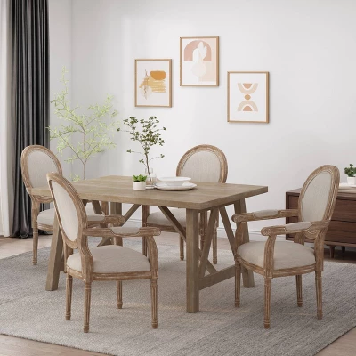 Set Of 4 Judith French Country Wood Upholstered Dining Chairs - Christopher Knight Home 1 Set Of 4 Judith French Country Wood Upholstered Dining Chairs - Christopher Knight Home