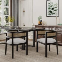 Christopher Knight Home Cinnabar 19.75" Seat Height Upholstered Rubberwood Tub Dining Chairs With Cane Back(Set Of 2) -Living Furniture GUEST af0e8dc7 a0a9 4df2 bea9 079310b44d11