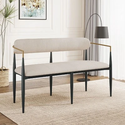 Christopher Knight Home Ingrid Modern Iron Frame Upholstered 55" Loveseat With Open Curved Back 9 Christopher Knight Home Ingrid Modern Iron Frame Upholstered 55" Loveseat With Open Curved Back - Image 9