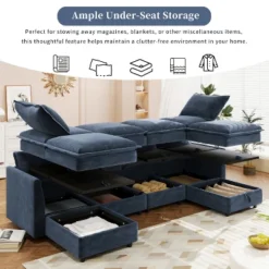 Christopher Knight Home Hars 126" Modular Sectional Sofa With Double Layer Seat Cushions And Storage -Living Furniture GUEST b0108283 fb2f 4773 b02c ad622f6e56d8
