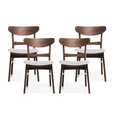Christopher Knight Home Isador Mid Century Modern Upholstered Rubberwood Dining Chairs (Set Of 4) 8 Christopher Knight Home Isador Mid Century Modern Upholstered Rubberwood Dining Chairs (Set Of 4) - Image 8