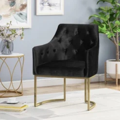 McDonough Modern Tufted Glam Accent Chair Black - Christopher Knight Home