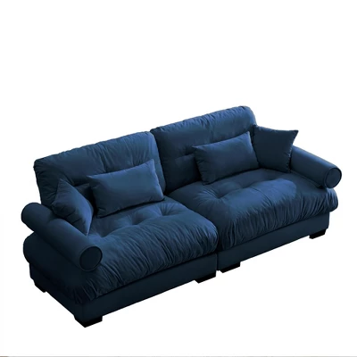 Christopher Knight Home Bernal 93.7" Modern 2 Seat Velvet Round Arm Sofa With Pillows 6 Christopher Knight Home Bernal 93.7" Modern 2 Seat Velvet Round Arm Sofa With Pillows - Image 6