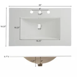 Christopher Knight Home Coralie Modern 30" Bathroom Vanity With Ceramic Sink And Full-Extension Drawers -Living Furniture GUEST b37738cd 15fa 461c a00d 049f34e07145