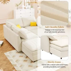 Christopher Knight Home Hars 126" Modular Sectional Sofa With Double Layer Seat Cushions And Storage -Living Furniture GUEST b43bdb0e 416f 4971 99b7 9eff0ac5472d