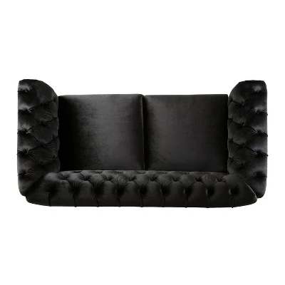 59"W Chesterfield Velvet Loveseat Sofa, Upholstered Sofa Couch With Rolled Arm Dutch And Tufted Button - Christopher Knight Home 10 59"W Chesterfield Velvet Loveseat Sofa, Upholstered Sofa Couch With Rolled Arm Dutch And Tufted Button - Christopher Knight Home - Image 10