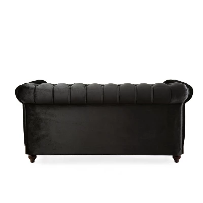 59"W Chesterfield Velvet Loveseat Sofa, Upholstered Sofa Couch With Rolled Arm Dutch And Tufted Button - Christopher Knight Home 8 59"W Chesterfield Velvet Loveseat Sofa, Upholstered Sofa Couch With Rolled Arm Dutch And Tufted Button - Christopher Knight Home - Image 8
