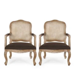 Set Of 2 Andrea French Country Wood And Cane Upholstered Dining Armchairs - Christopher Knight Home 27 Set Of 2 Andrea French Country Wood And Cane Upholstered Dining Armchairs - Christopher Knight Home -Living Furniture GUEST b651ad10 0e74 4fef 8ff7 3461b4d94982