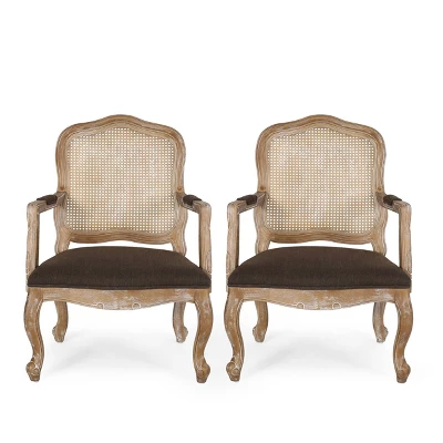 Set Of 2 Andrea French Country Wood And Cane Upholstered Dining Armchairs - Christopher Knight Home 13 Set Of 2 Andrea French Country Wood And Cane Upholstered Dining Armchairs - Christopher Knight Home - Image 13
