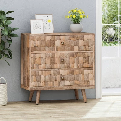 Latona MidCentury Modern 3 Drawer Chest Natural - Christopher Knight Home 1 Latona MidCentury Modern 3 Drawer Chest Natural - Christopher Knight Home