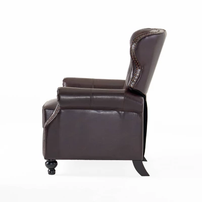 Walder Bonded Leather Press-Back Recliner Club Chair Brown - Christopher Knight Home 8 Walder Bonded Leather Press-Back Recliner Club Chair Brown - Christopher Knight Home - Image 8