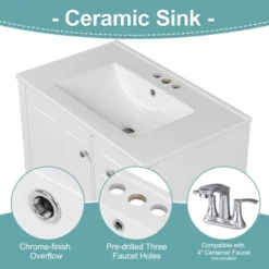 Christopher Knight Home Thomas 30" Bathroom Vanity With Sink, One Door With Shelf And Three Drawers 22 Christopher Knight Home Thomas 30" Bathroom Vanity With Sink, One Door With Shelf And Three Drawers -Living Furniture GUEST b90f48e0 5452 4d10 ad66 2e0129f09bb9