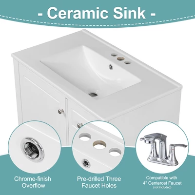 Christopher Knight Home Thomas 30" Bathroom Vanity With Sink, One Door With Shelf And Three Drawers 5 Christopher Knight Home Thomas 30" Bathroom Vanity With Sink, One Door With Shelf And Three Drawers - Image 5