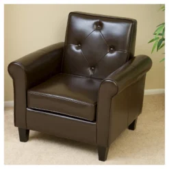 Isaac Tufted Brown Leather Club Chair -Chocolate Brown - Christopher Knight Home -Living Furniture GUEST b96717c6 07e5 4a94 ad33 e3ac47618078