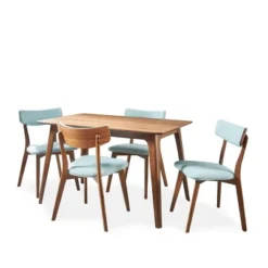 5pc Megann Mid Century Wood Dining Set - Christopher Knight Home -Living Furniture GUEST bb020033 2b23 4fb3 8ea6 194a31d6dc86