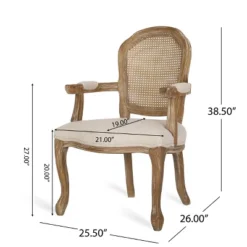 2pk Mina French Country Wood And Cane Upholstered Dining Chairs - Christopher Knight Home -Living Furniture GUEST bb44b40e 91b5 4b86 a09f 69fbc661af0e