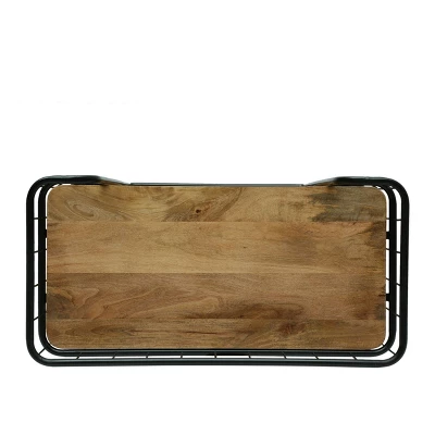 Colwill Modern Industrial Handcrafted Mango Wood Kitchen Cart With Wheels Natural/Black - Christopher Knight Home 3 Colwill Modern Industrial Handcrafted Mango Wood Kitchen Cart With Wheels Natural/Black - Christopher Knight Home - Image 3