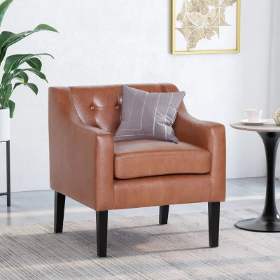 Deanna Contemporary Faux Leather Tufted Accent Chair - Christopher Knight Home 1 Deanna Contemporary Faux Leather Tufted Accent Chair - Christopher Knight Home