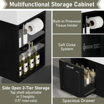 Christopher Knight Home Emilee Modern 21.8" Wall-Mounted Floating Bathroom Vanity With Ceramic Sink 6 Christopher Knight Home Emilee Modern 21.8" Wall-Mounted Floating Bathroom Vanity With Ceramic Sink - Image 6