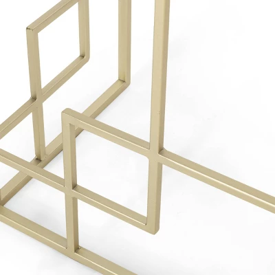 Depue Modern Glam Geometric Console Table Gold/White - Christopher Knight Home 6 Depue Modern Glam Geometric Console Table Gold/White - Christopher Knight Home - Image 6