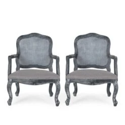Set Of 2 Andrea French Country Wood And Cane Upholstered Dining Armchairs - Christopher Knight Home 28 Set Of 2 Andrea French Country Wood And Cane Upholstered Dining Armchairs - Christopher Knight Home -Living Furniture GUEST bdad5f66 0f30 4502 950c c9a2e420e6d9
