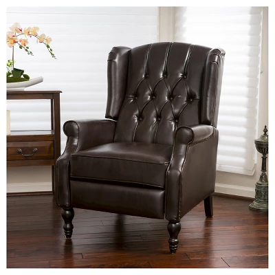 Walter Brown Bonded Leather Recliner Club Chair - Christopher Knight Home 1 Walter Brown Bonded Leather Recliner Club Chair - Christopher Knight Home