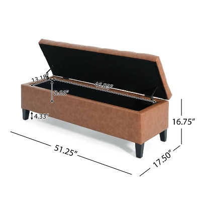 Christopher Knight Home Tartaglia Contemporary Faux Leather Upholstered Button Tufted Storage Ottoman 2 Christopher Knight Home Tartaglia Contemporary Faux Leather Upholstered Button Tufted Storage Ottoman - Image 2