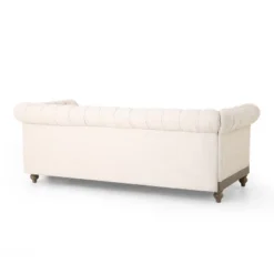 79"W 3-Seat Sofa Couch, Retro Wooden Upholstered Tufted Sofa -Christopher Knight Home -Living Furniture GUEST bf574e32 9dd0 4115 81a1 a02049cb7cf7