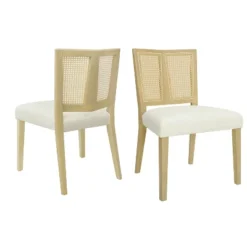 Christopher Knight Home Hassan Rubberwood Upholstered Dining Chairs With Cane Webbing(Set Of 2) -Living Furniture GUEST c0131425 d8c7 4dee 97c7 64834286ef55