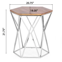 Cowger Rustic Glam Handcrafted Mango Wood Side Table Walnut/Polished Nickel - Christopher Knight Home -Living Furniture GUEST c06fbc64 63ec 4ec6 8668 a410b200208f