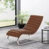Pearsall Modern Channel Stitch Chaise Lounge Cognac Brown/Silver - Christopher Knight Home