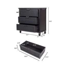 Newell Rustic Acacia Wood And Cane 3 Drawer Dresser Dark Gray - Christopher Knight Home -Living Furniture GUEST c1a90296 4dd4 4fb7 987e 80d5729c1a92